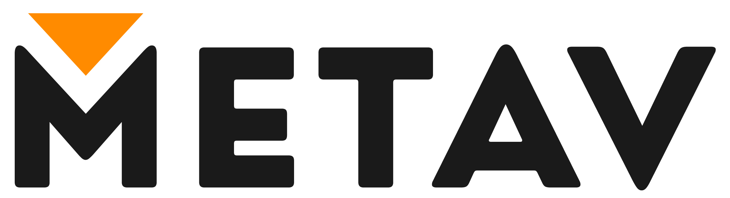 Logo von Metav. Schwarze Schrift auf weißem Hintergrund.